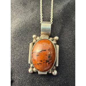 Mahogany Obsidian Sterling Silver 925 large pendant on a 925 chain 18” long